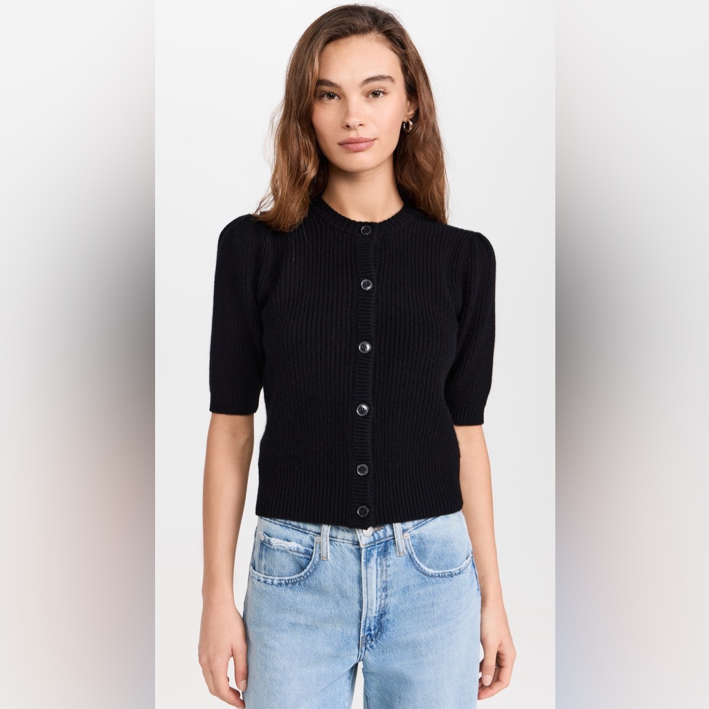 Nwt $448 Frame Shrunken Rib Wool & Cashmere Cardigan